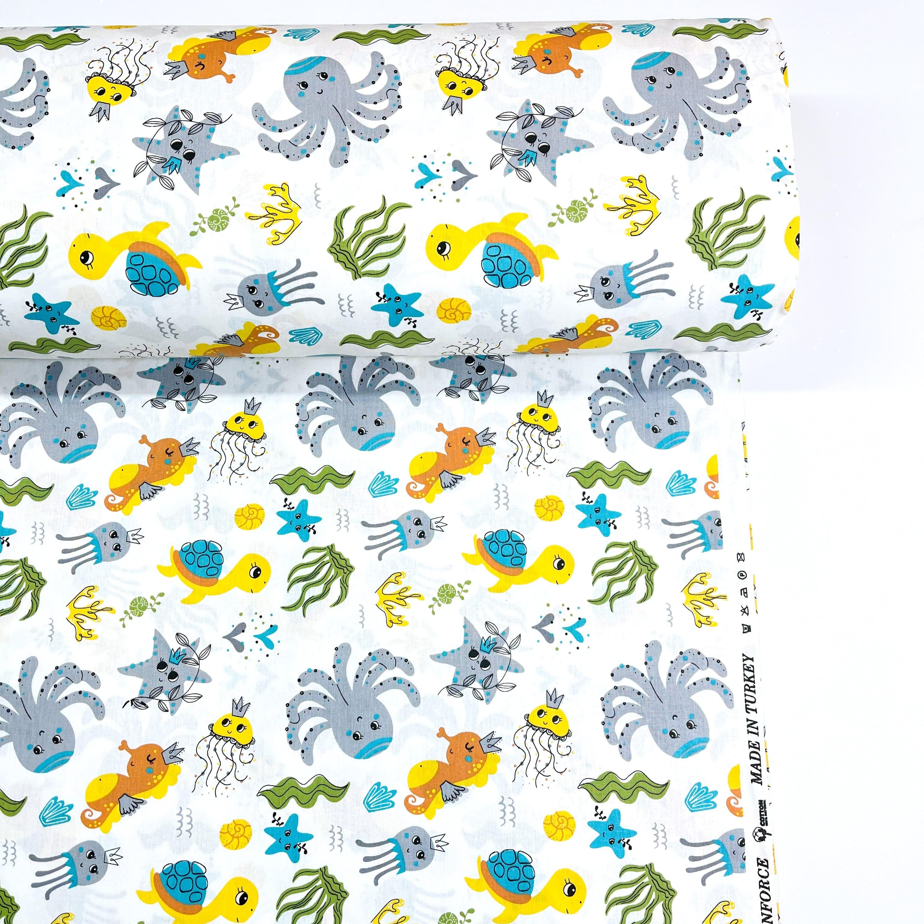 Ткань для постельного белья ранфорс морские зверушки 240 см (M07076/2 02023)