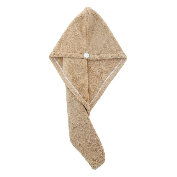 Полотенце тюрбан для сушки волос из микрофибры с пуговицей HairTowel 64х24 см Бежевый (1687)