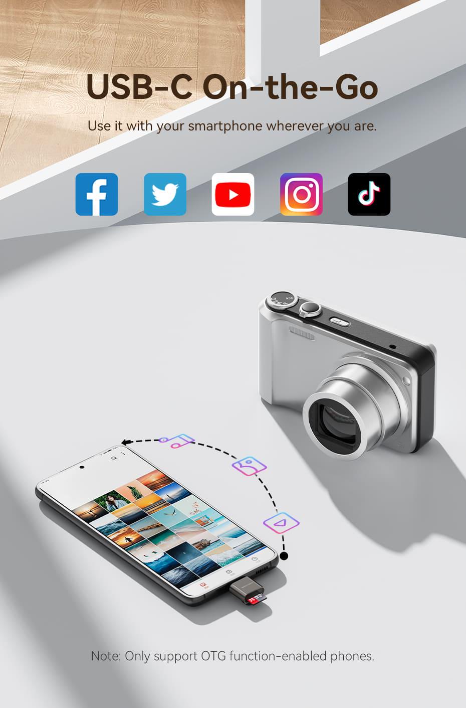 Кардридер Vention Type-C для TF Micro SD 480 Мбит/с для Чтения Карт памяти USB-C Серый (CLMH0) - фото 5