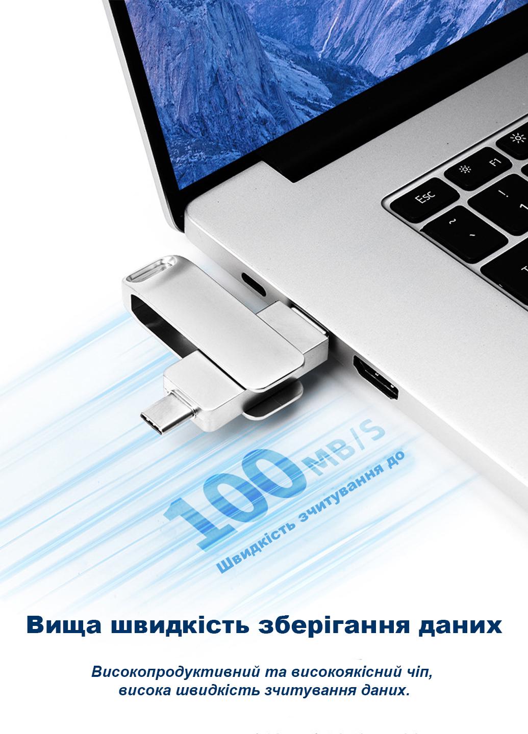 Флеш-память Longxinda LXD-101-128 128 GB USB 3.1 Type-C Silver - фото 4