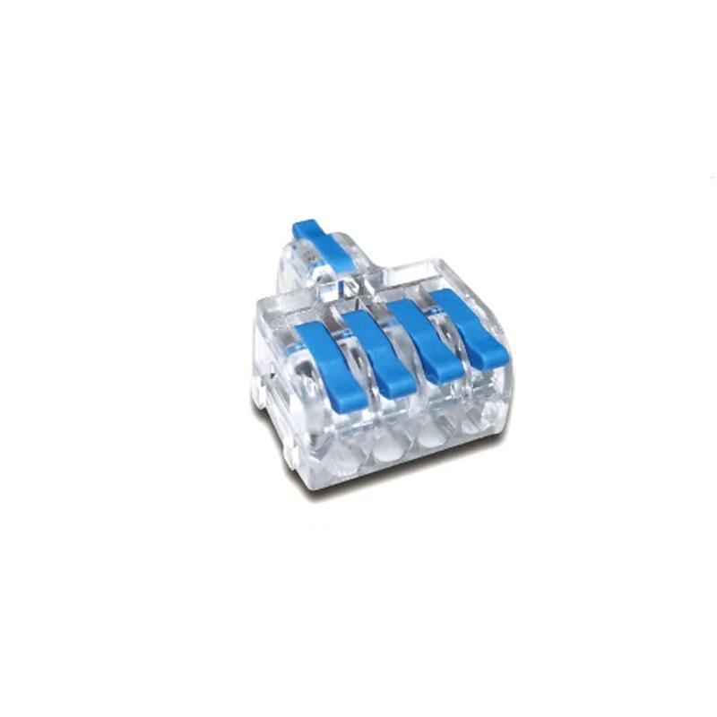 Клема прохідна Tactix 0,08-4 мм2 32А 1-4 набірна 29,7х23х13 мм важіль кріплення 3,1 мм Синій (DF-14TB)