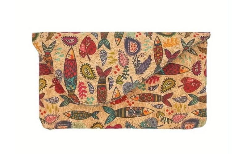 Сумка легка коркова з асиметричною деталлю та кнопкою (00138)