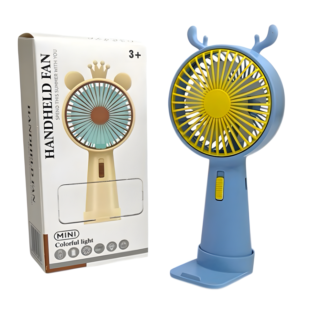 Вентилятор портативний Оленя з ріжками на акумуляторі та USB Блакитний (51-бла-39559) - фото 8 Вентилятор портативний Оленя з ріжками на акумуляторі та USB Блакитний (51-бла-39559) - фото 8