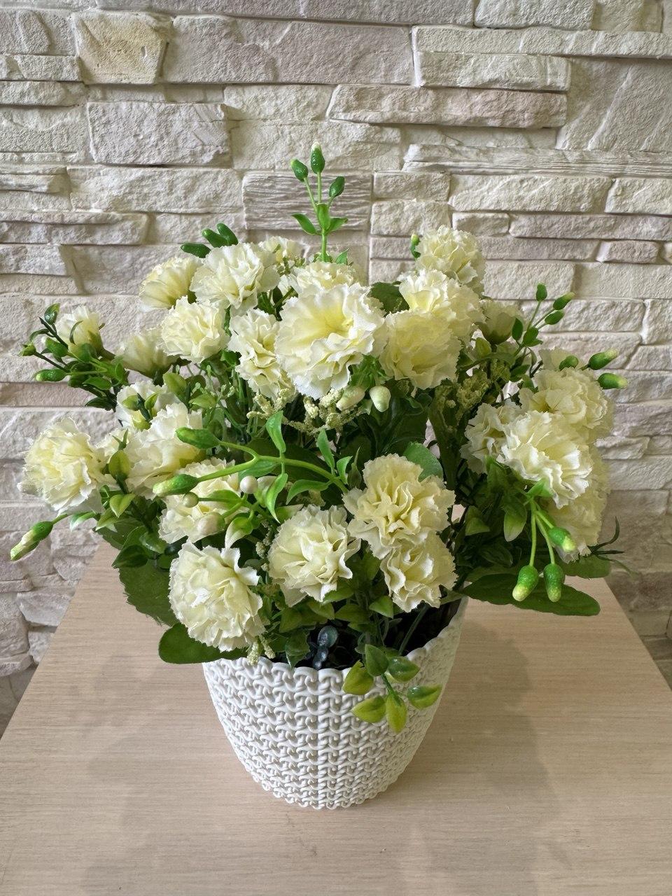 Букет гвоздики малої в кашпо ПЛАСТМАКС Білий (R0401) - фото 2 Букет гвоздики малої в кашпо ПЛАСТМАКС Білий (R0401) - фото 2