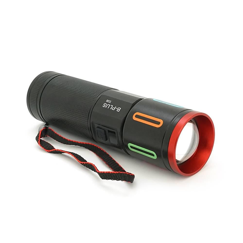 Ліхтар пошуковий BP-536 LED PM60 3 режими індикація заряду IP65 USB кабель 210х120х50 мм 0,515 кг Black (40465)