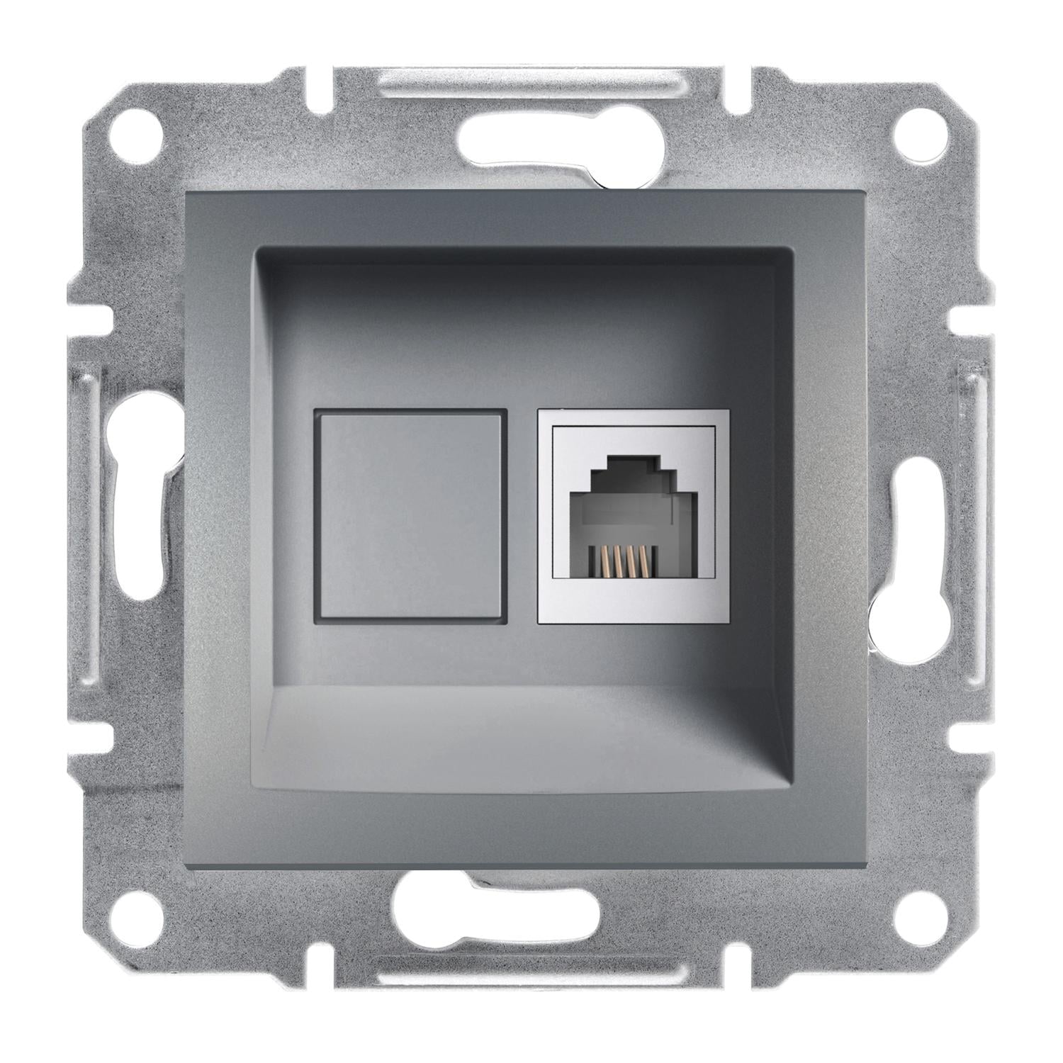 Розетка телефонная Schneider Electric Asfora RJ11 Стальной (EPH4100162)
