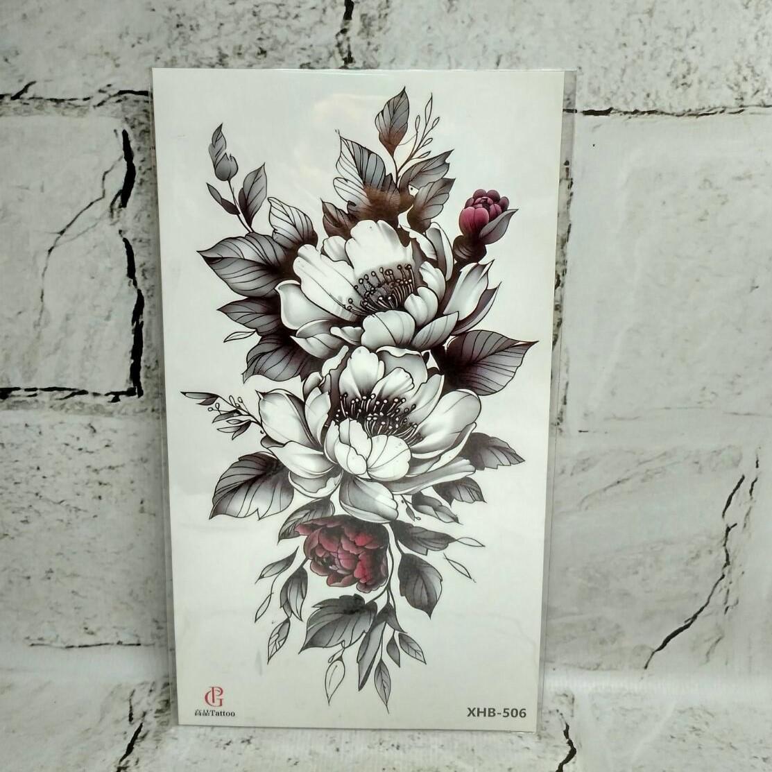 Тату временное Цветы лист 11,5x21 см (XHB-506)
