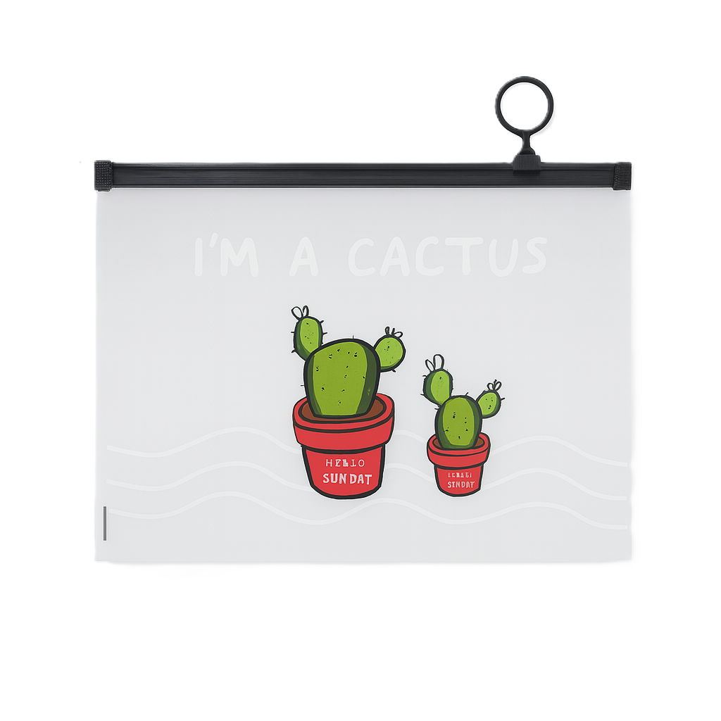 Папка-пенал з бігунком I'm a cactus two А5 Різнокольоровий/Прозорий