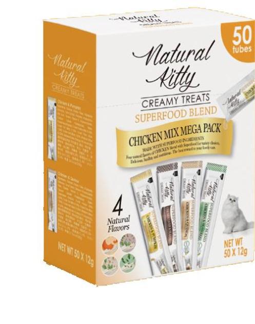 Набор крем-снеков Natural Kitty Creamy Treat Mega Pack для котов на куриной основе 4 вкуса 50 шт. 12 г