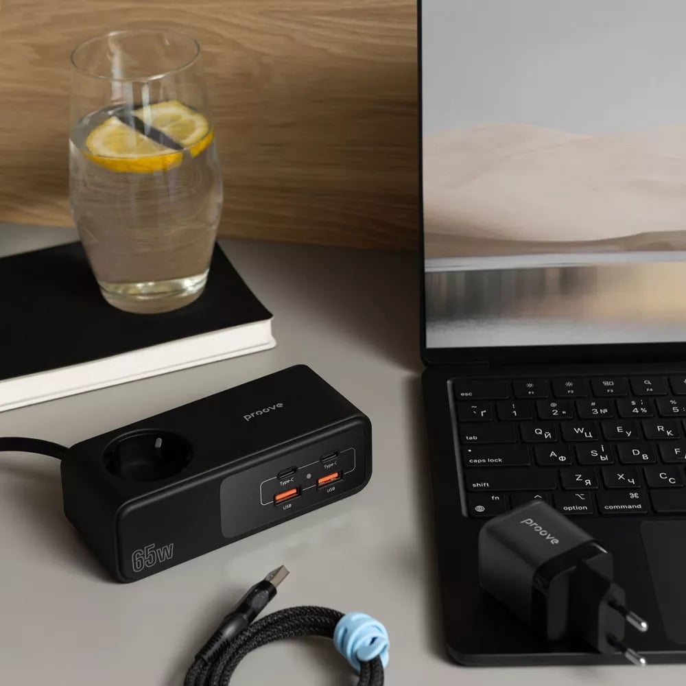 Мережевий фільтр Proove Homester Pro 65W із GaN зарядкою Чорний (27316824) - фото 5