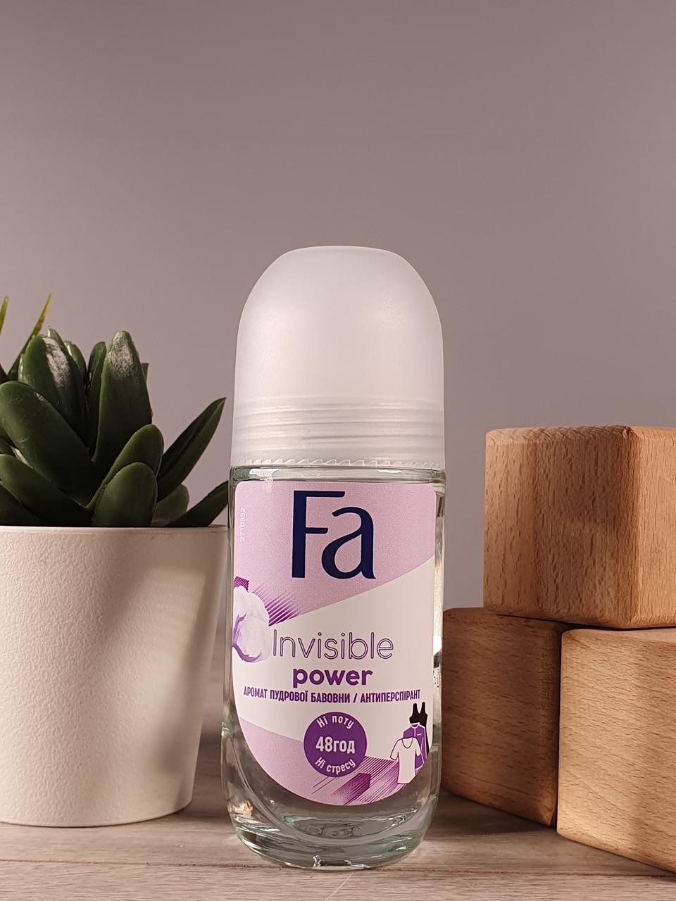 Дезодорант кульковий Fa Invisible Power з ароматом пудрової бавовни 50 мл (1882911583)