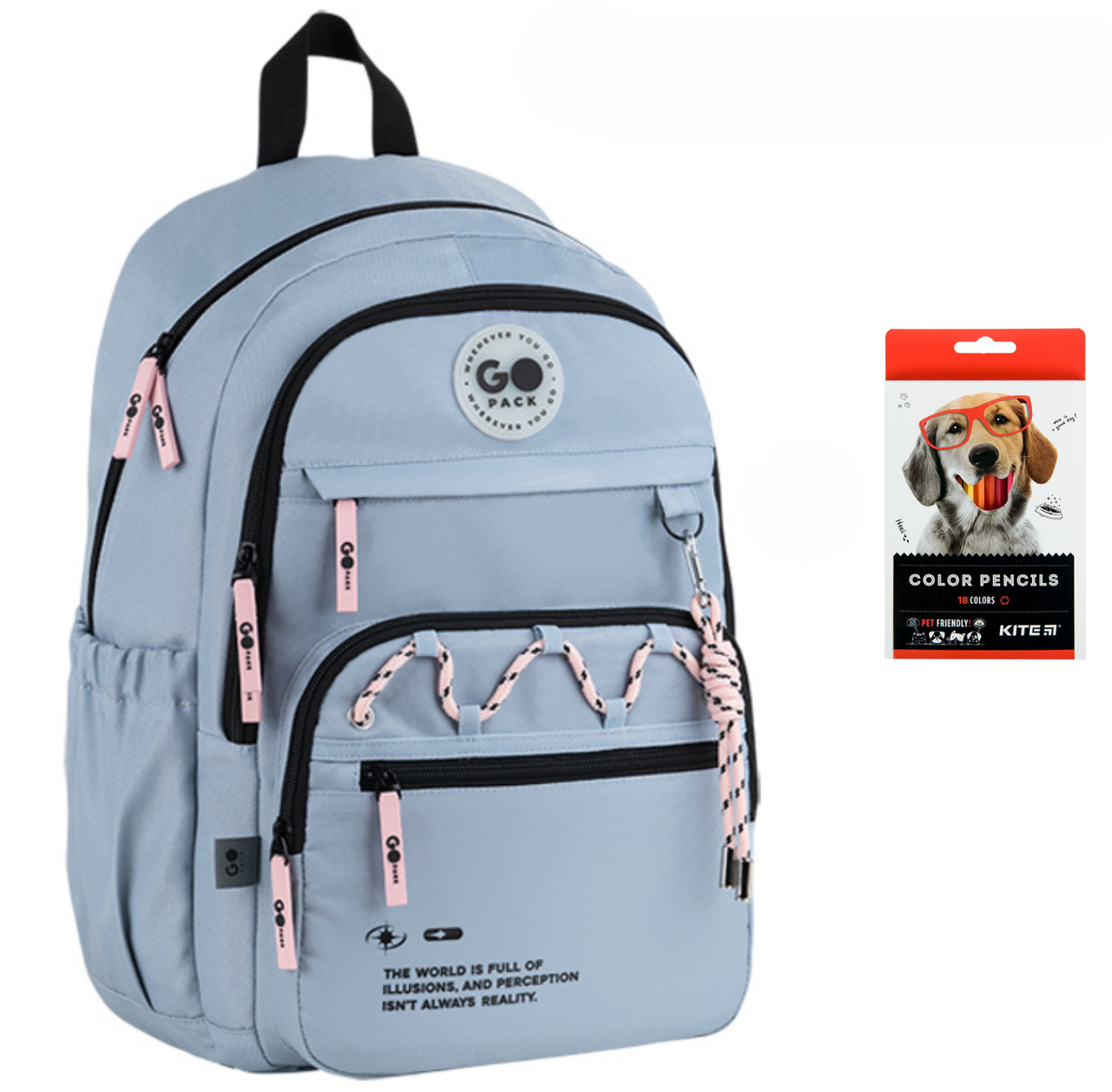 Рюкзак школьный GoPack Teens GO26-121L-2 и карандаши KITE 18 цветов (2905030977)