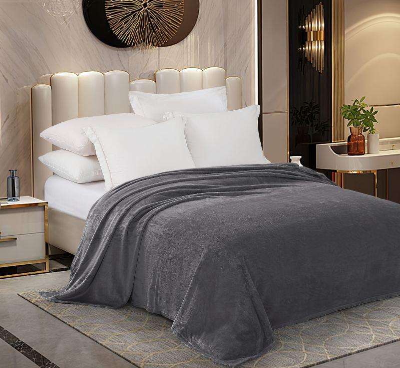 Плед флісовий Love You однотонний 200х220 см Графітовий (82994)