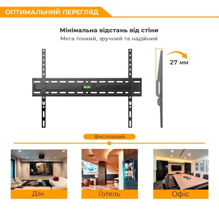 Кронштейн с уровнем Brateck KL36-46F 37-86" до 45 кг. VESA 600x400 Black (30836022) - фото 4
