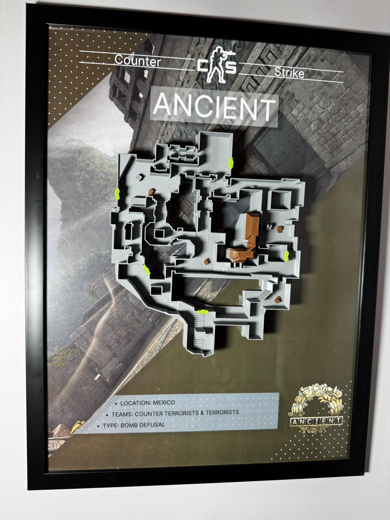 Карта 3D ANCIENT по игре Counter Strike 30х40 см