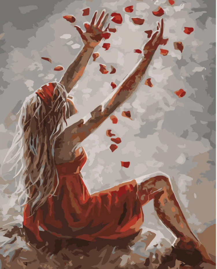 Картина за номерами Strateg Преміум Пелюстки кохання 30х40 см (SS-6553)