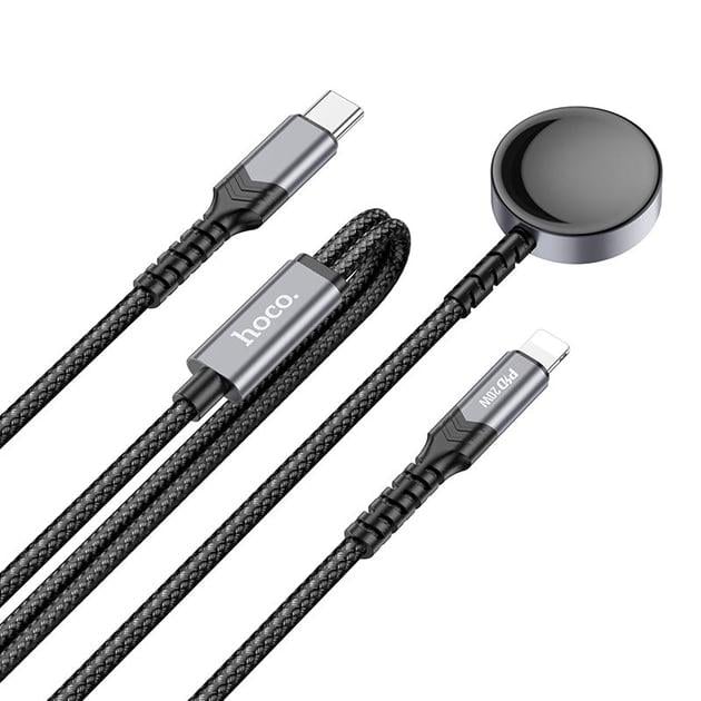 Зарядний пристрій бездротовий Hoco CW54 charging cable iP/iWatch Black (6942007611381)