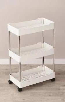 Стеллаж на колесиках трехъярусный с крючками в ванную Белый (XYX-2020-1) - фото 2 Стеллаж на колесиках трехъярусный с крючками в ванную Белый (XYX-2020-1) - фото 2