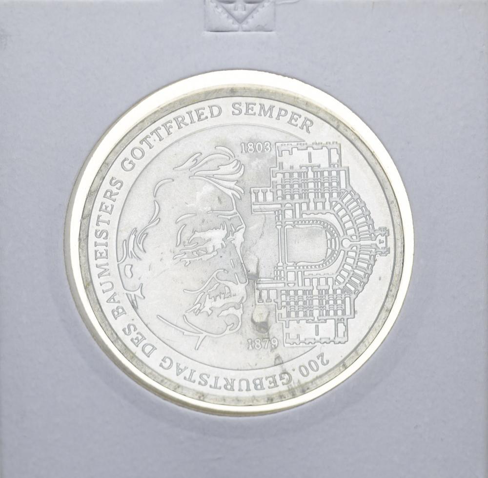 Коллекционная монета Германия 10 евро 2003 Готфрид фон Семпер Серебро UNC (М10884)
