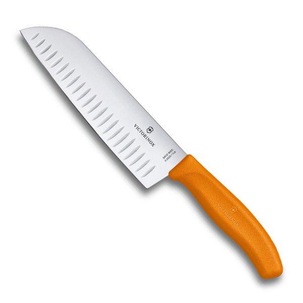 Нож кухонный Victorinox Santoku 17 cм Оранжевый (6.8526.17L9B) Нож кухонный Victorinox Santoku 17 cм Оранжевый (6.8526.17L9B)
