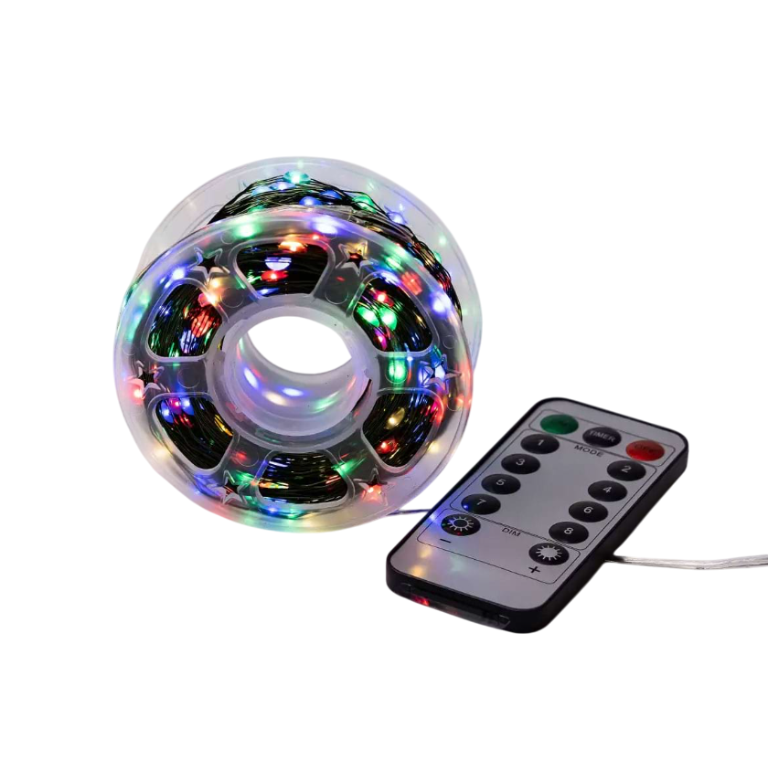 Гірлянда Роса нитка з пультом 500 LED 50 м від мережі зелений провід - фото 1