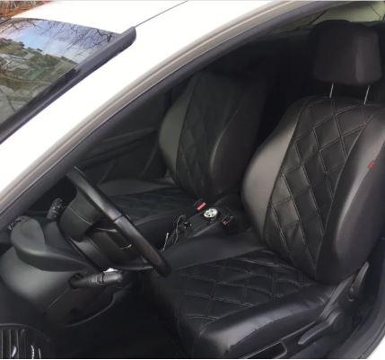 Авточехлы на передние сиденья Pok-Ter для Seat Leon 1998-2005 эко-кожа Elit Черный (2149199) - фото 2