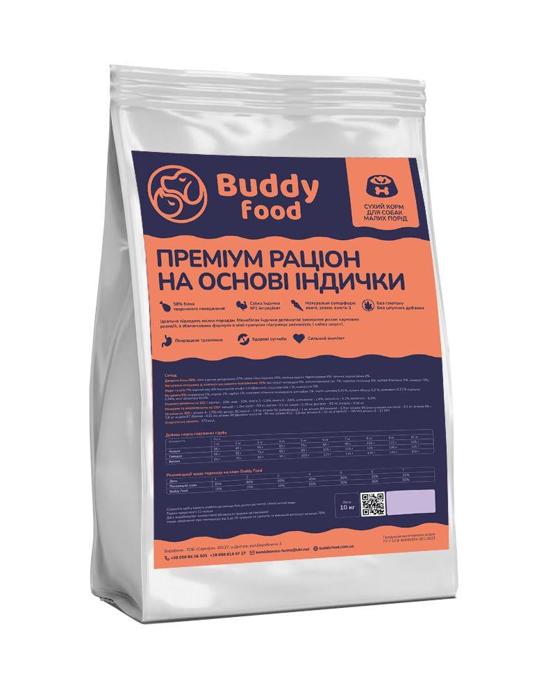 Корм BUDDYFOOD для собак малих порід з індичкою монобілок 10 кг (7474117)