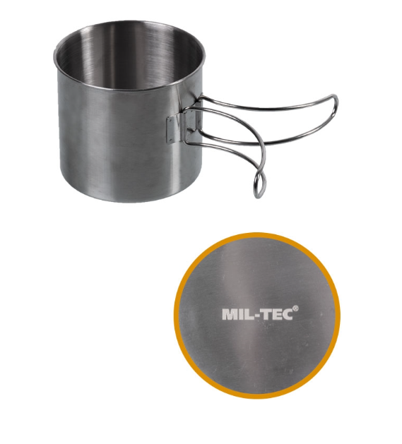 Чашка Mil-Tec Trinkbecher Stainless Steel 800 мл Drahtgriffe (14602800) - фото 3