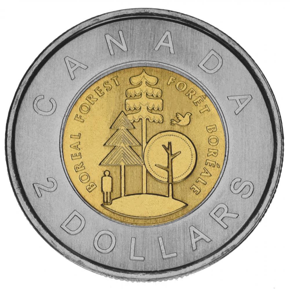Коллекционная монета Канада 2 доллара 2011 Биметалл UNC Тайга (М14973)