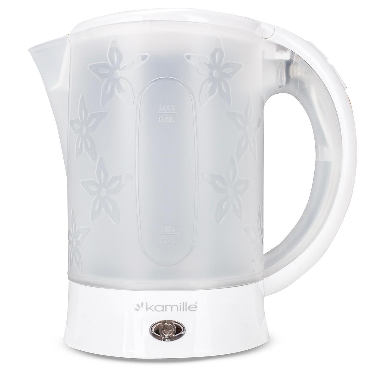 Електрочайник дорожній Kamille KM-1718A пластиковий з кружками та ложками 650 W 0,6 л Білий (124-84-1718A) - фото 2
