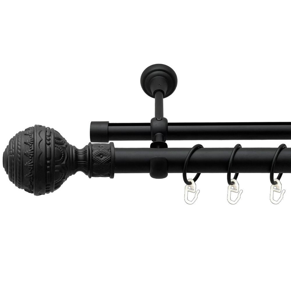 Карниз Orvit Арабеска металевий дворядний опозитний гладка/профільна труба кільце металеве 25/19 мм 300 см Чорний Оксамит (00-00020851)