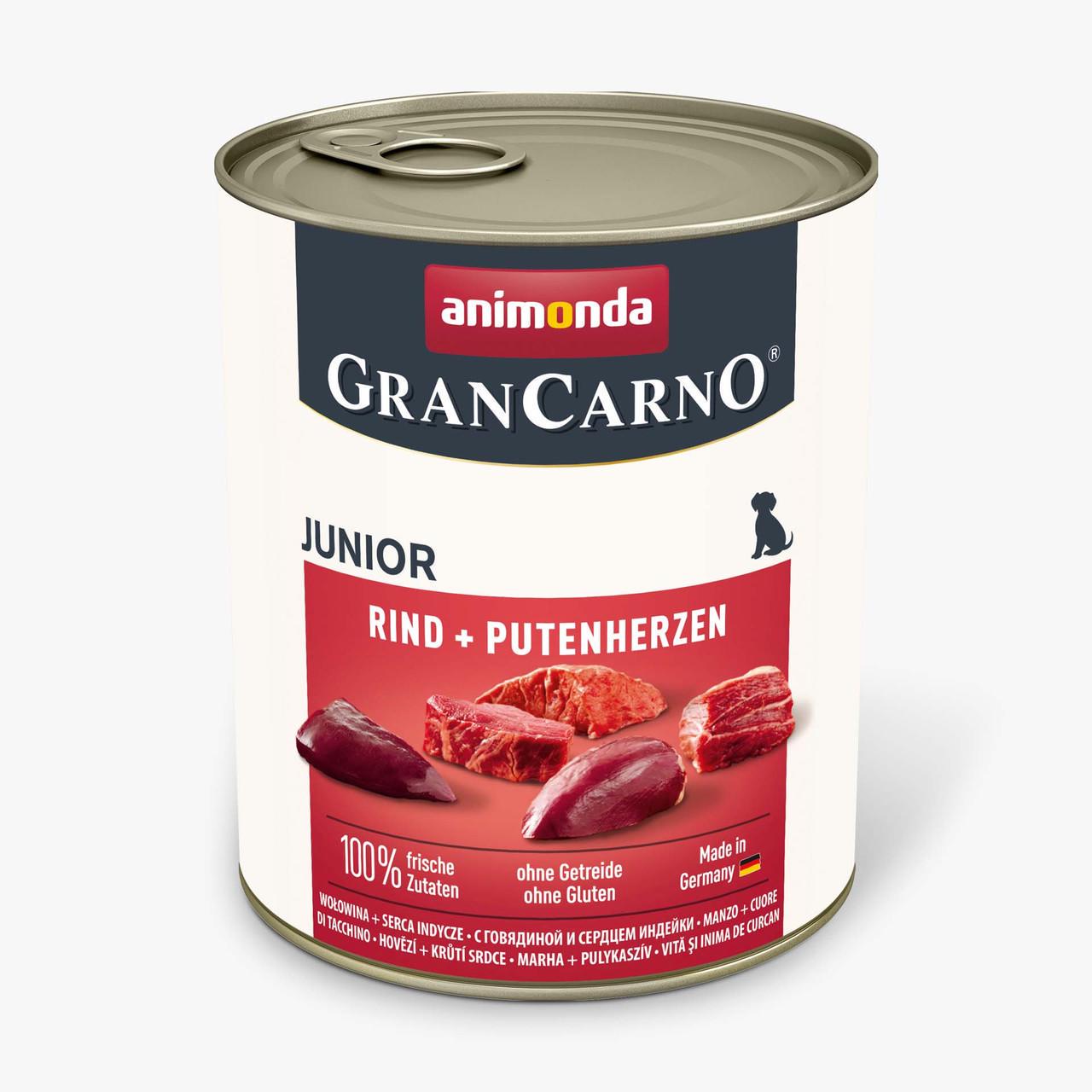 Корм влажный для щенков Animonda GranCarno Junior Beef/Turkey hearts 800 г (1830807801)