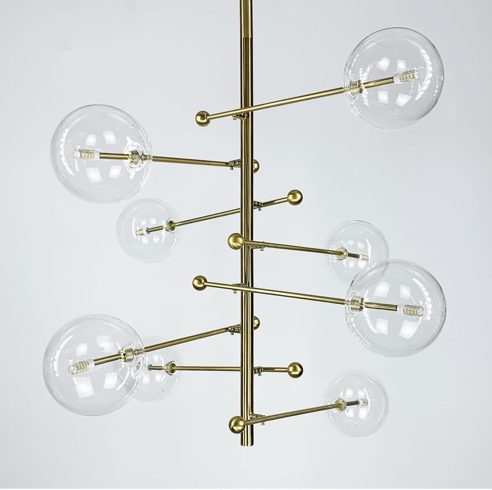 Люстра стильная каскадная SA28/8 на 8 плафонов Ø 80 см Латунь/Прозрачный