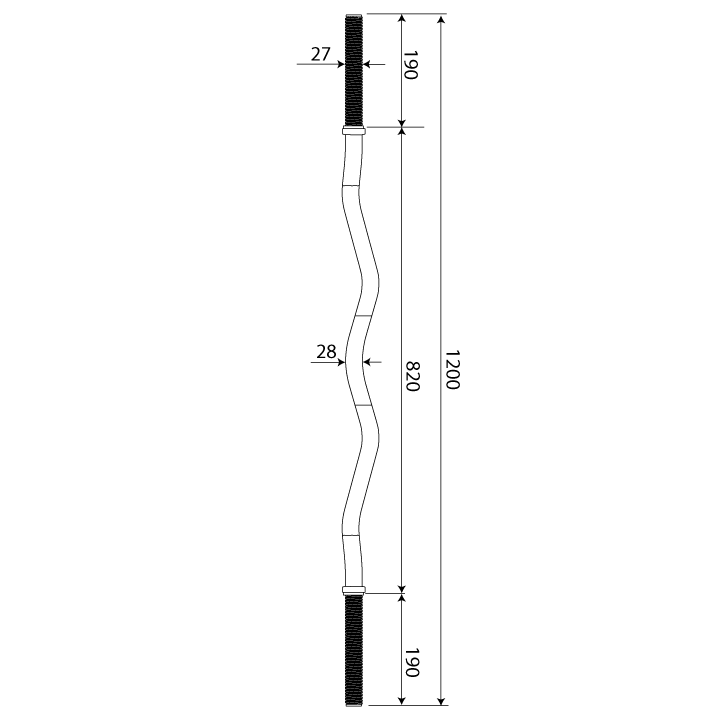 Гриф для штанги K-SPORT W-образный с зажимами 120 см (396703) - фото 2 Гриф для штанги K-SPORT W-образный с зажимами 120 см (396703) - фото 2