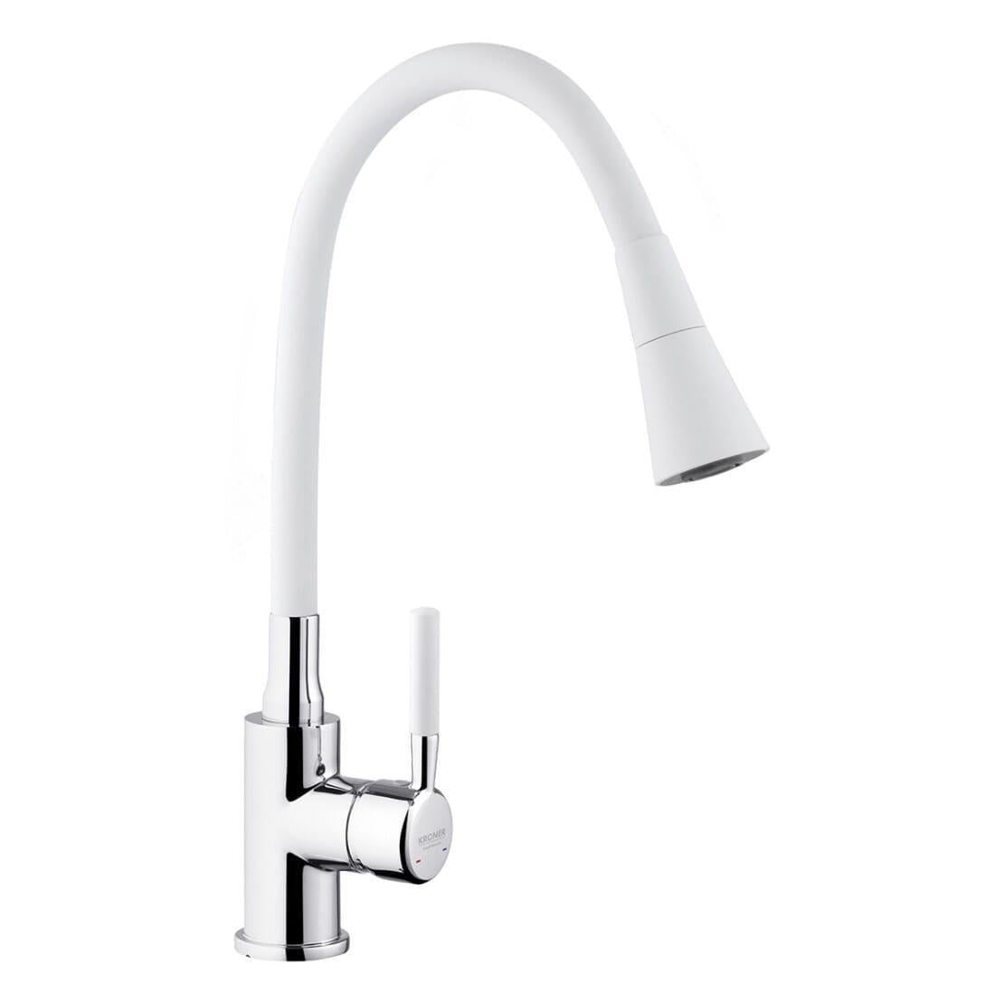 Смеситель кухонный Kroner KRM Kuche C132WHI с гибким изливом Хром/Белый матовый (37460105) Смеситель кухонный Kroner KRM Kuche C132WHI с гибким изливом Хром/Белый матовый (37460105)
