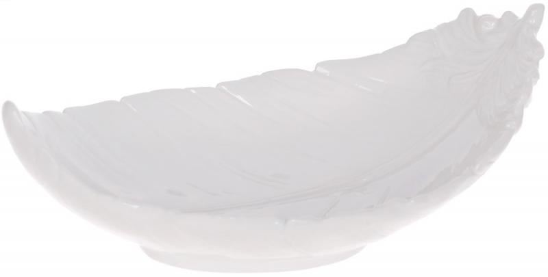 Блюдо керамическое Bergamo Перо 21х12х8 см Белый (BD-795-444)