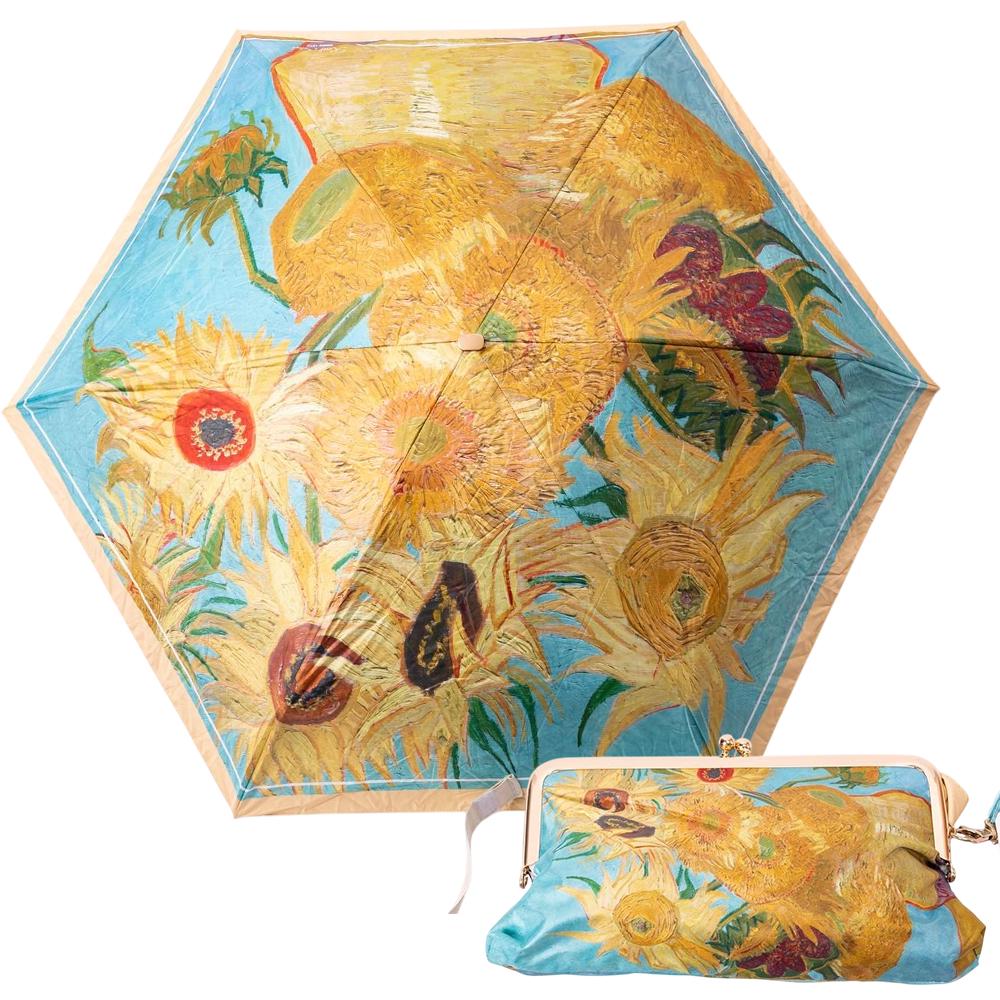 Парасолька міні жіноча механічна Vincent van Gogh Sunflowers 6 спиць ø 91 см (HP-23-1M)