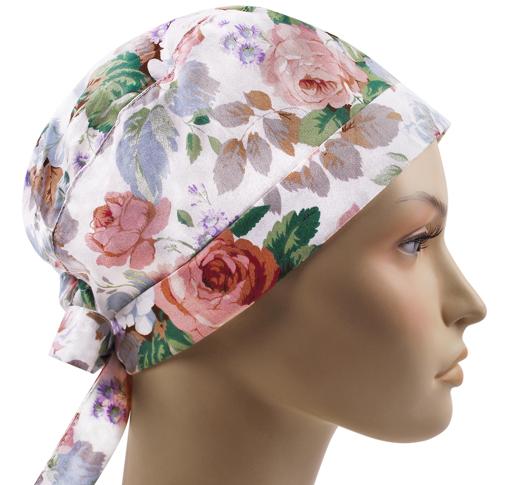 Шапочка медична жіноча SSC Троянди на білому універсальна (pixie010)