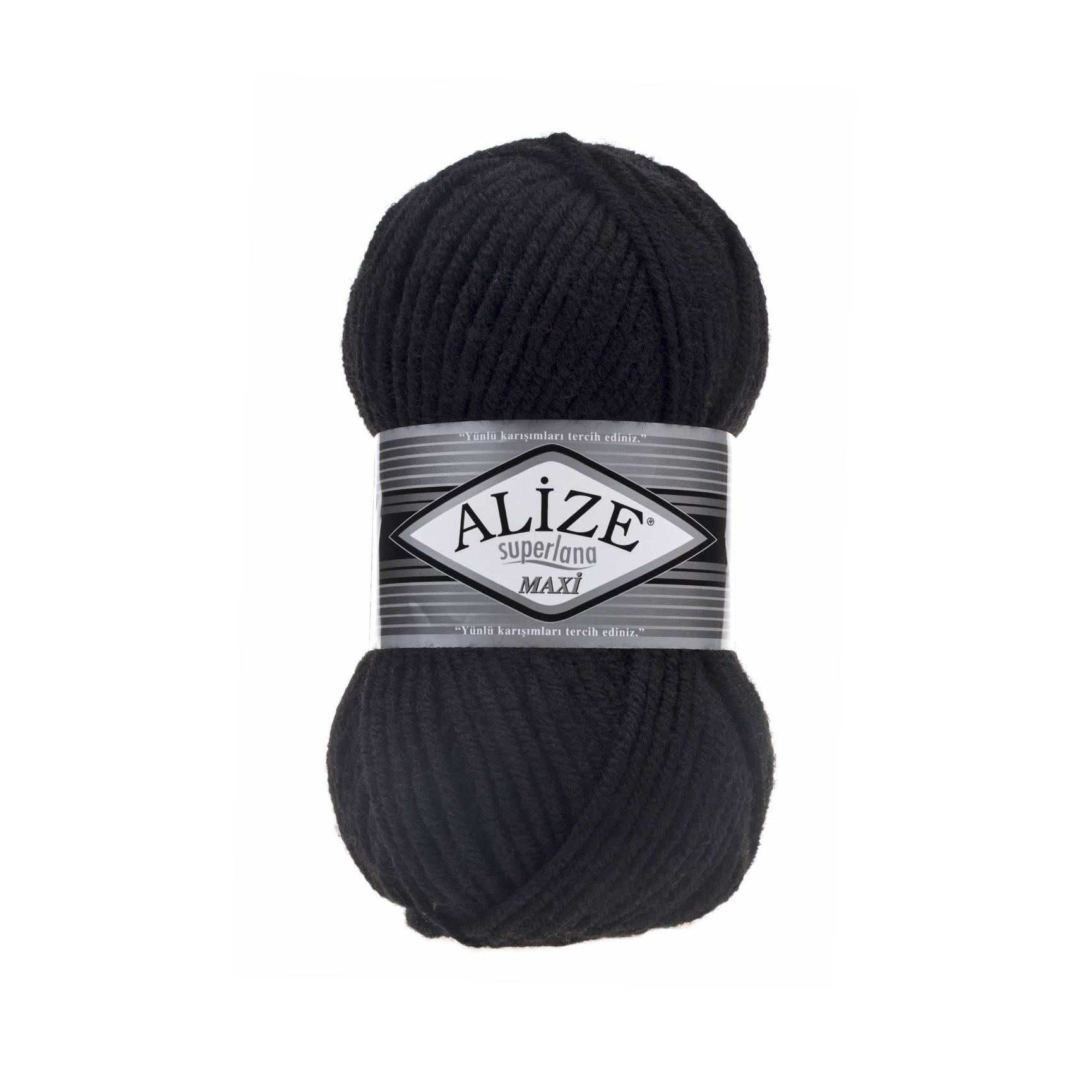 Пряжа Alize Superlana Maxi 60 Черный (6533)
