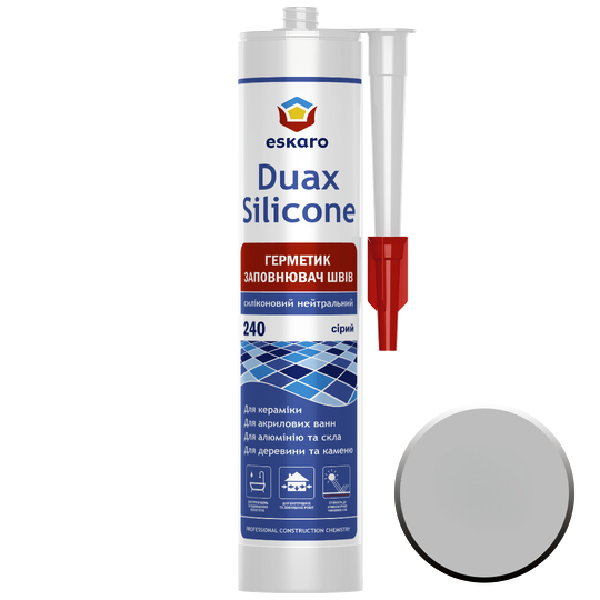 Герметик заповнювач швів Eskaro Duax Silicone №240 силіконовий нейтральний 300 мл Сірий (2602652463)