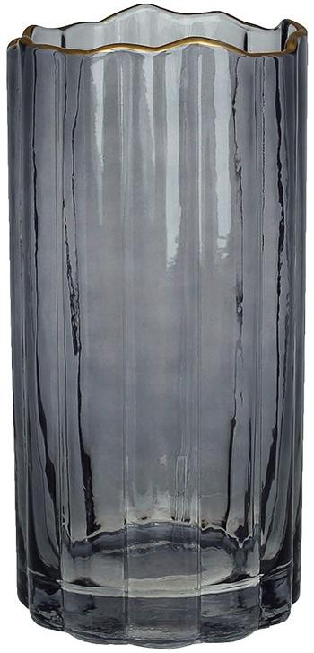 Ваза стеклянная Гетсби с золотой каймой 12х25 см Дымчато-серый Ваза стеклянная Гетсби с золотой каймой 12х25 см Дымчато-серый