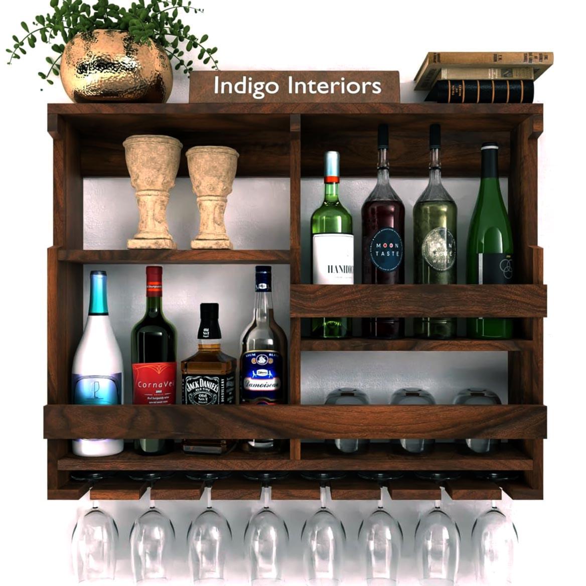 Полка для вина настенная из дерева Наншен Латте (ПНК-019016)