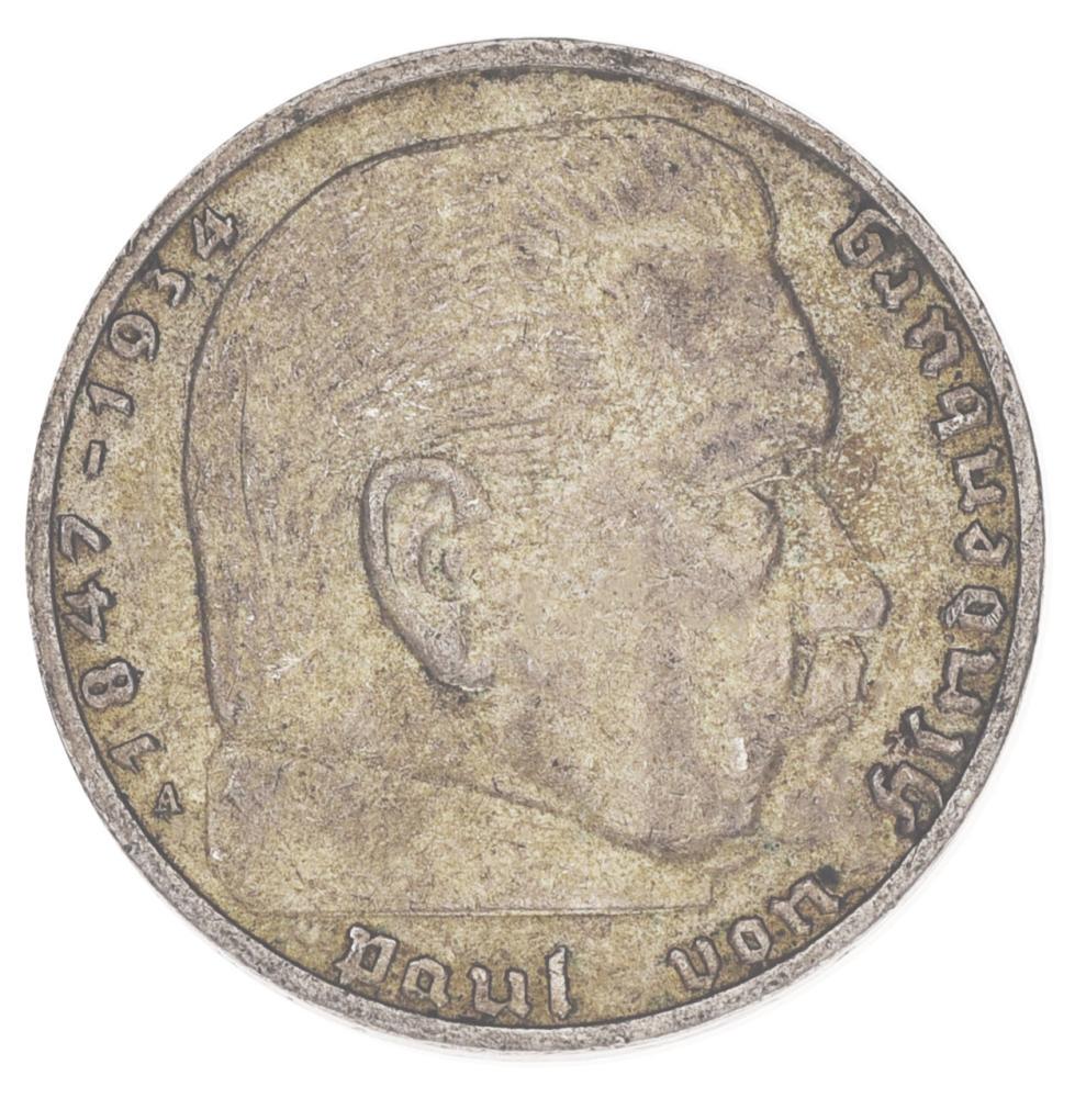 Коллекционная монета Германия 2 марки 1939 Серебро F-VF A KM#93 (М17074)