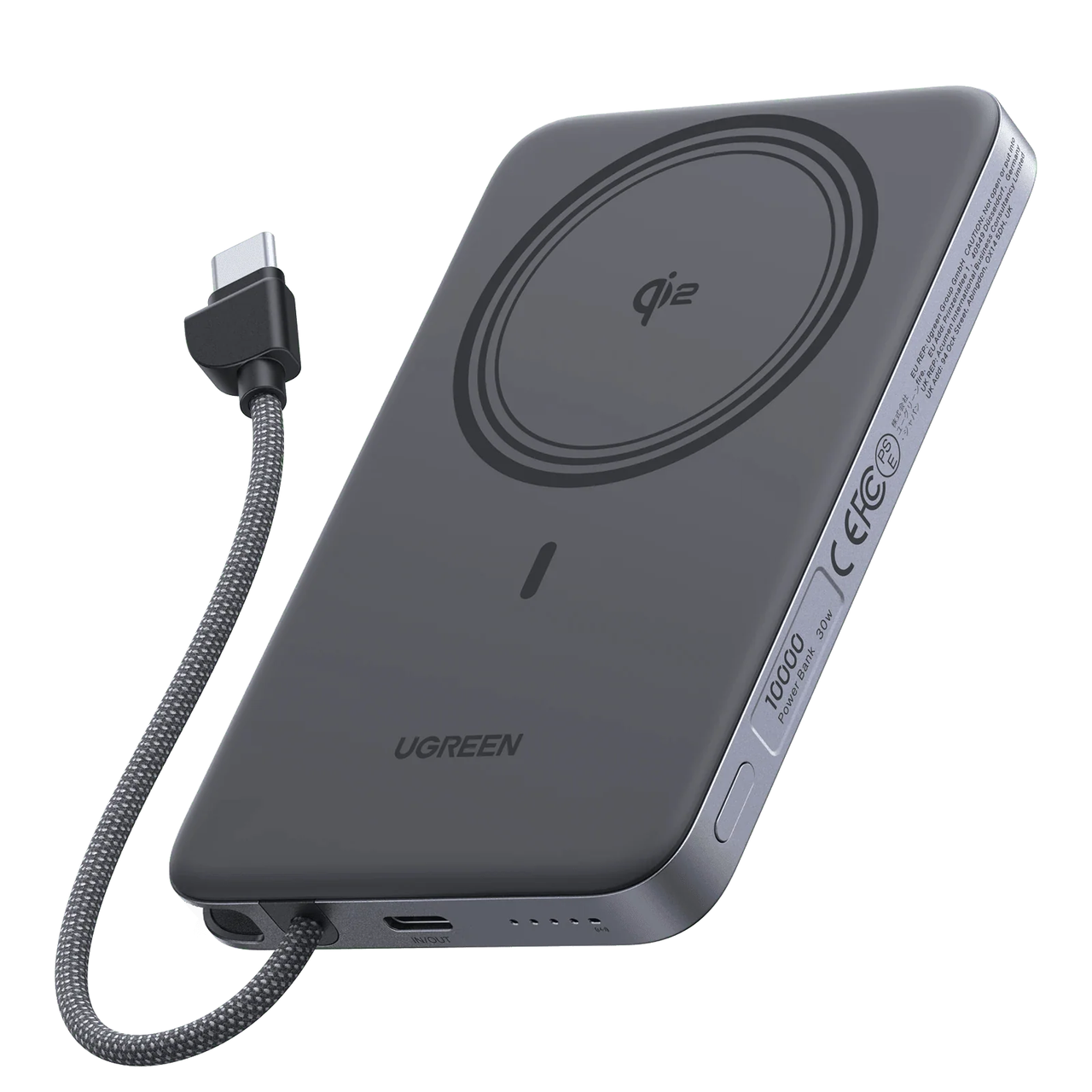 Магнитная батарея Power bank UGREEN Qi2 13.9mm Ultra-Slim 10000 mAh 30W для iPhone (2000278)