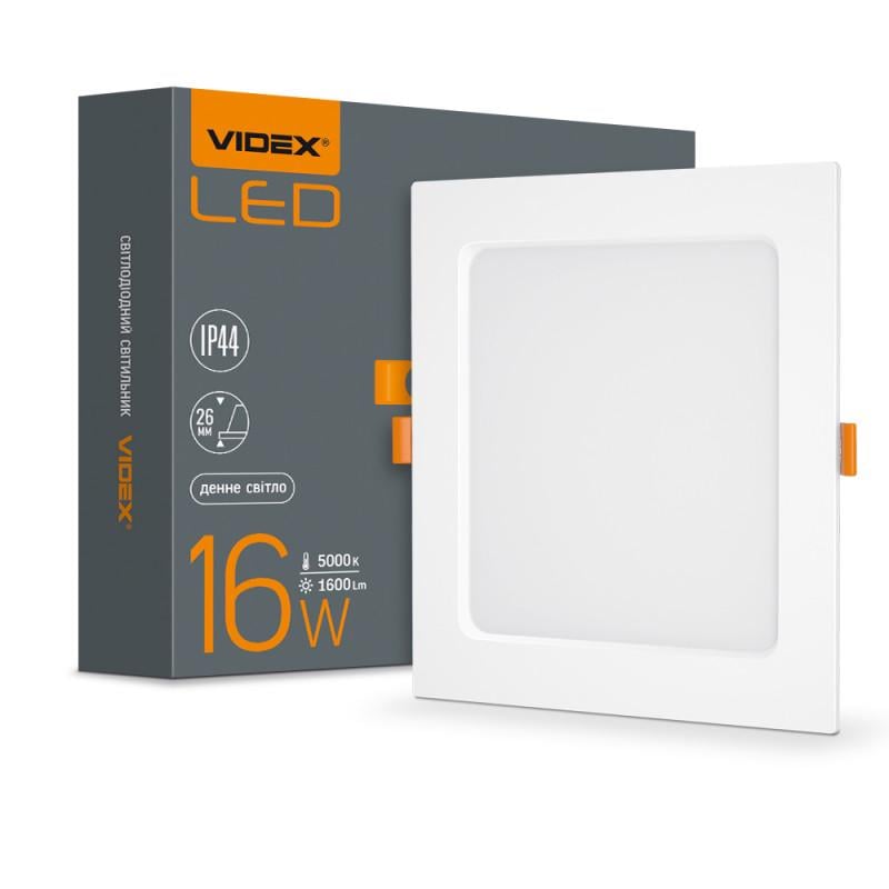 Светильник встроенный LED Videx Back квадратный 5000K 16W Белый (VL-DLBS-165)