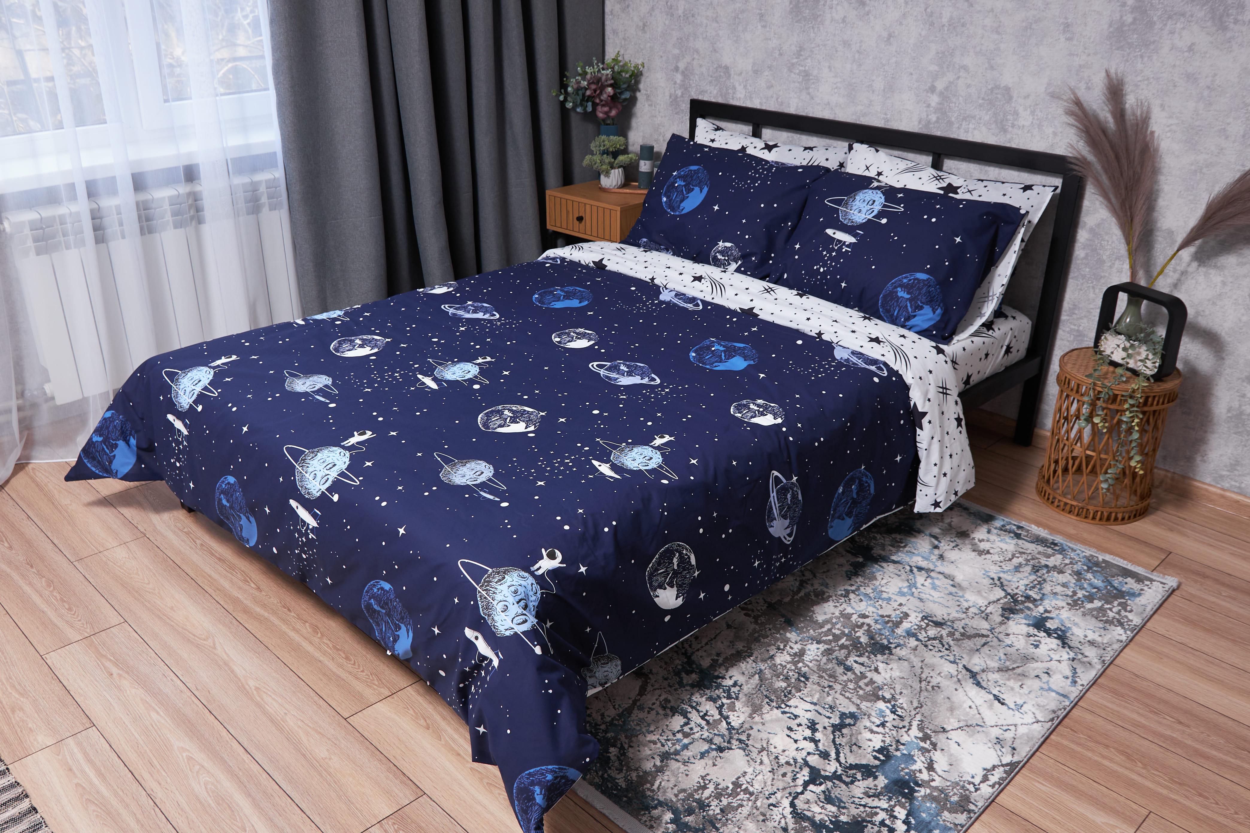 Комплект постельного белья Moon&Star Ranforce Elite Cosmos семейный 143х210х2 см наволочки 2 шт. (MS-820001730)