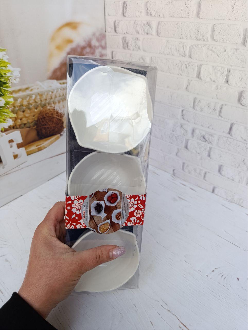 Набор соусниц Stenson фарфор 28х9,5х3,5 см 3 шт. Белый (R2R91901) - фото 2