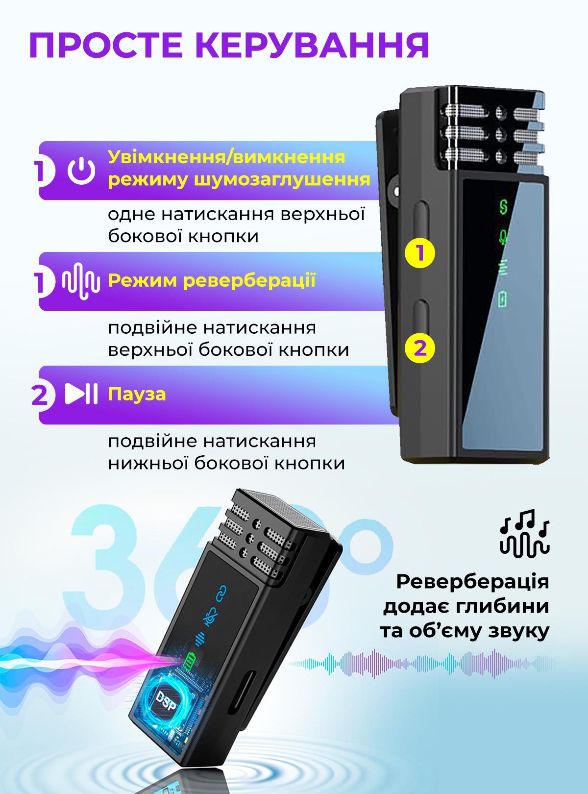 Мікрофон бездротовий петличний OnePro з вітрозахисною насадкою Чорний (73720) - фото 4 Мікрофон бездротовий петличний OnePro з вітрозахисною насадкою Чорний (73720) - фото 4