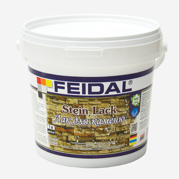 Лак акриловый водорастворимый Feidal Stein Lack шелковисто-матовый эффект мокрого камня 1 л Прозрачный (1816143191)