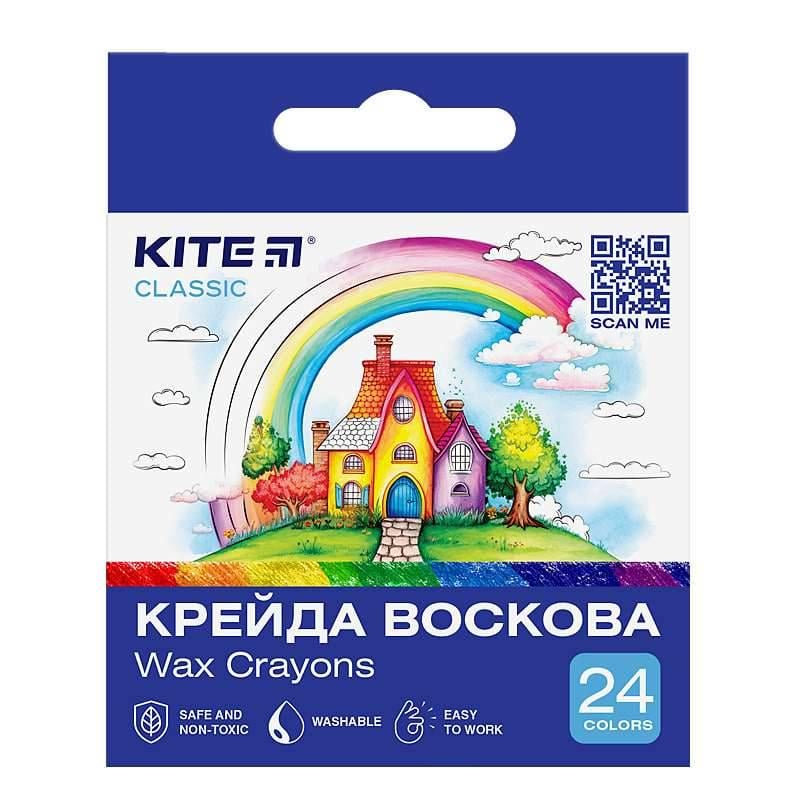 Мел KITE Classic восковой 24 цвета (4063276186188 K-1070 67632)